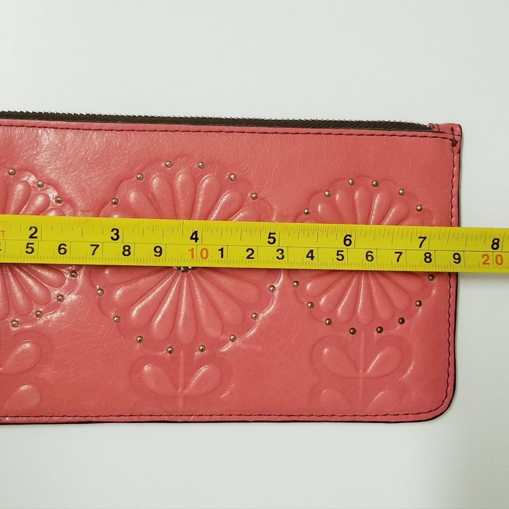 Brighton Vintage Floral Embossed Leather Slim Wallet in Salmon Pink - Picture 10 of 12